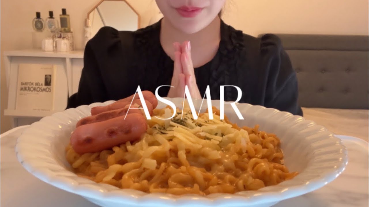 ASMR ロゼ辛ラーメンを食べる♡ Rose Spicy Ramen로제 매운라면,【咀嚼音/eatingsounds】