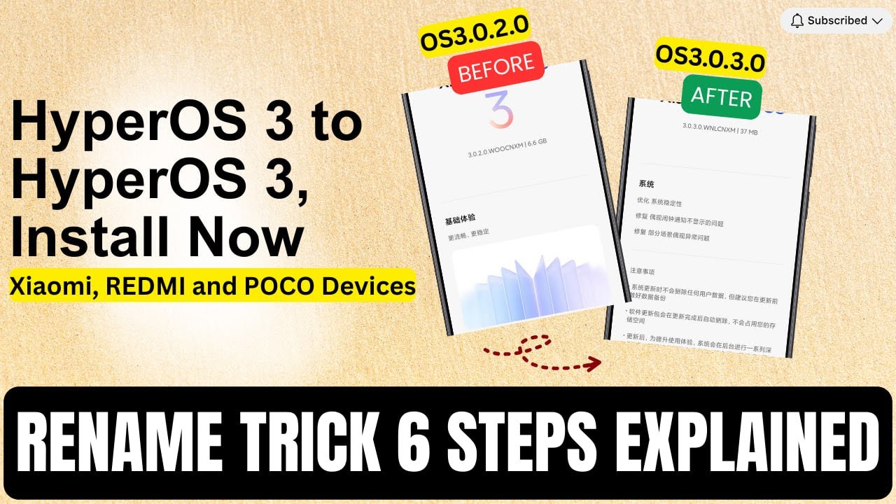 Rename Trick 6: HyperOS 3 ➜ HyperOS 3 Update Instantly | Xiaomi, REDMI and POCO Devices