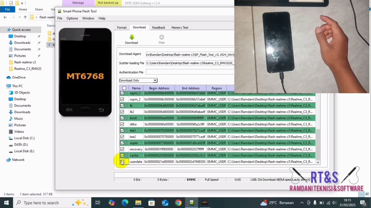 Flashing Realme C3 dengan SP Flash Tool