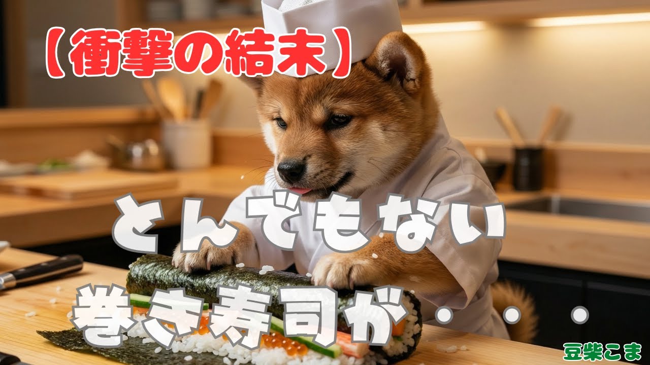 【衝撃の結末】豆柴こまに寿司屋を任せたら、とんでもないものが完成しました…