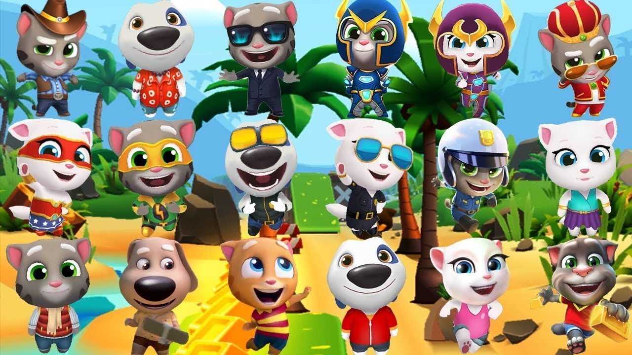 Talking Tom Gold Run all 18 characters