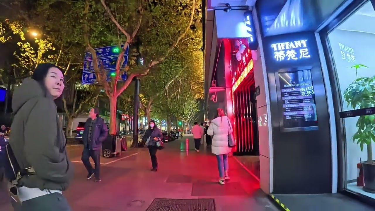 Xujiahui district walk around after dinner.  To my $55 five star hotel apartment room with kitchen. 