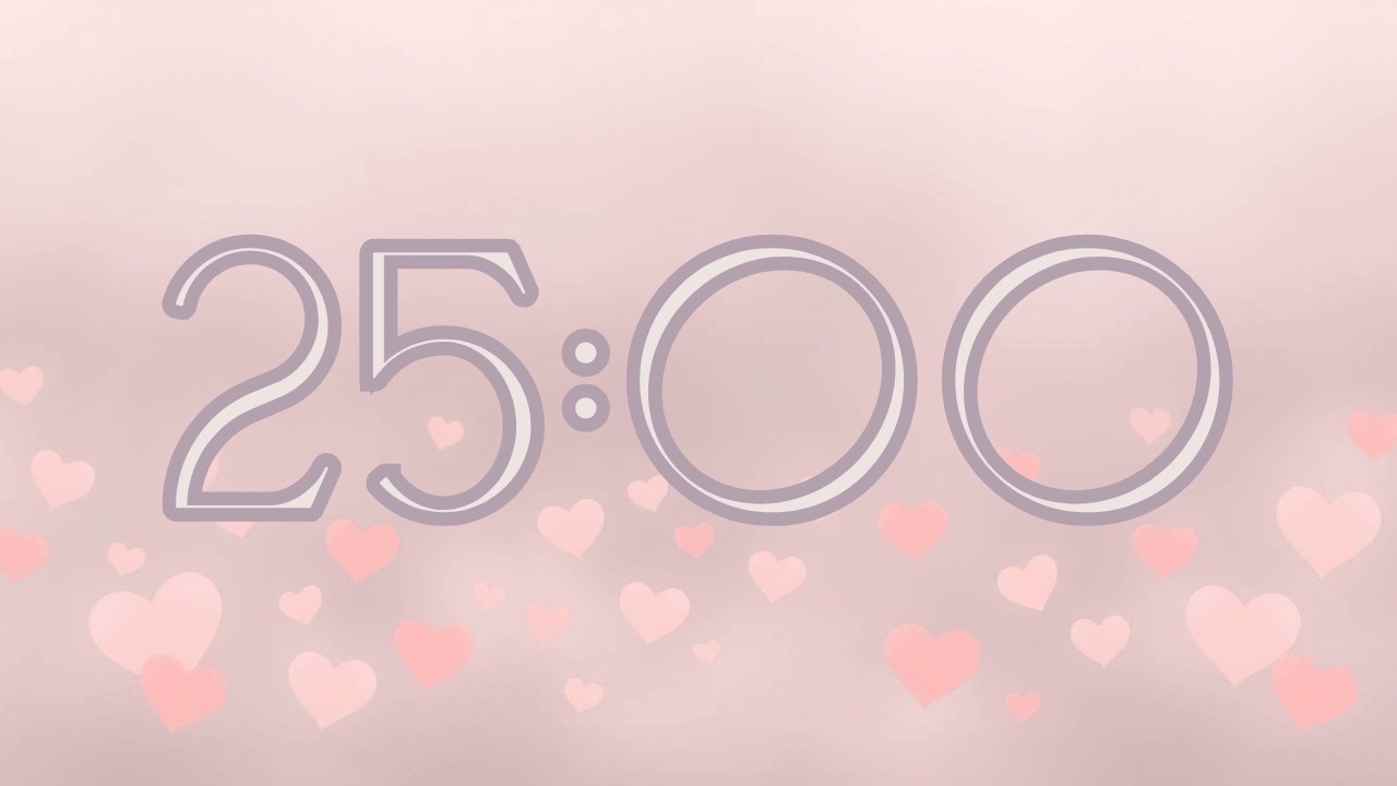 25 Minute Countdown Timer | Cozy Pastel Hearts | Relaxing Lofi