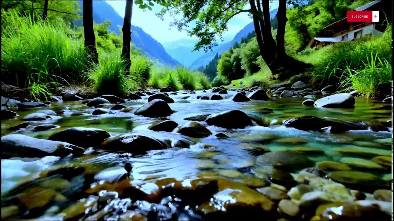 Natural River Flow with Soft Piano Music for Peaceful Sleep | 10 Hours