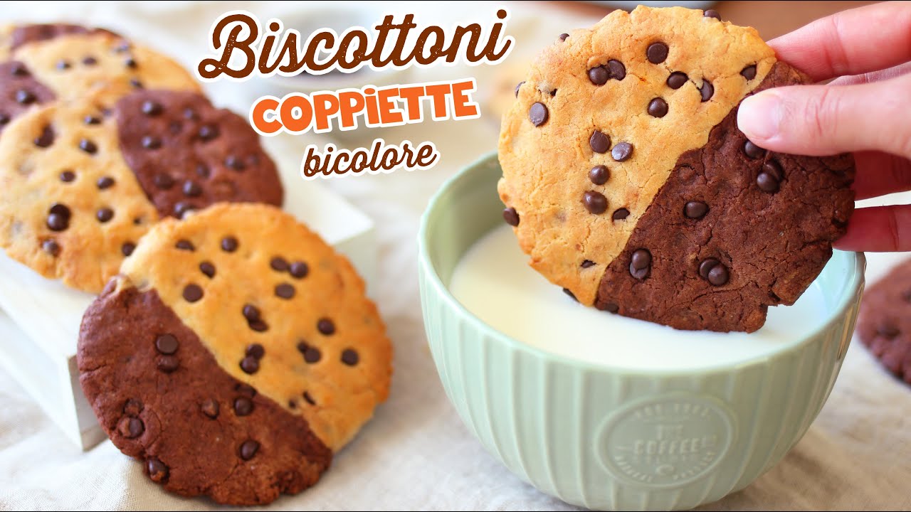 BISCOTTONI COPPIETTE BICOLORE Senza Burro e Senza Uova - Biscotti da Inzuppo per Colazione/Merenda