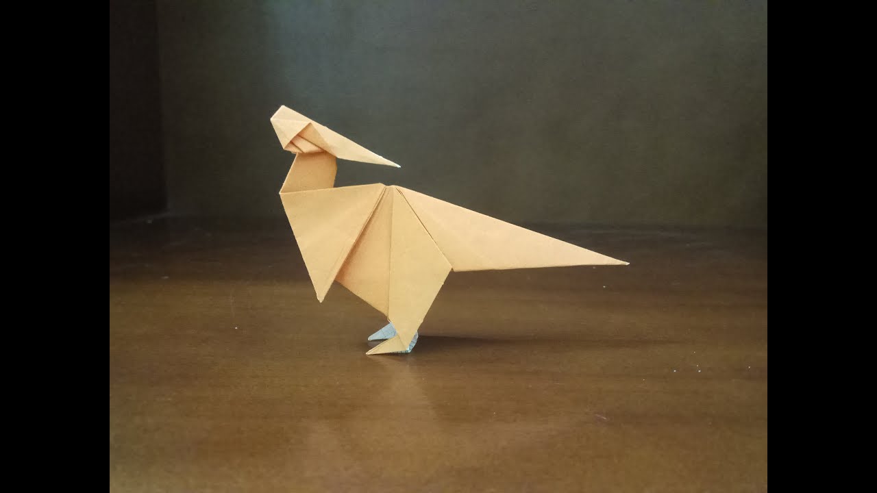 How To Make A Paper Origami Dinosaur Parasaurolophus