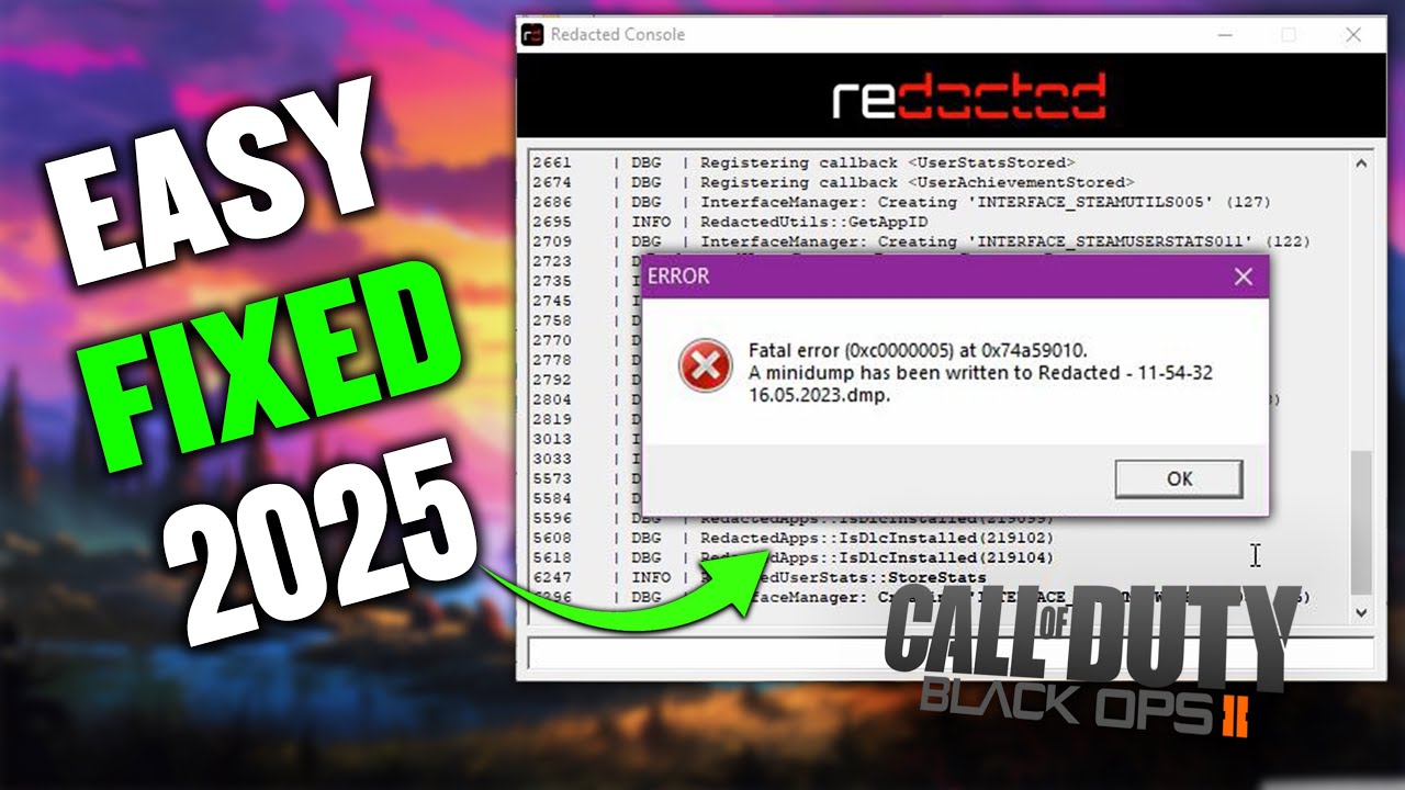 FIX MINIDUMP ERROR ON BO2 - A MINIDUMP HAS BEEN WRITTEN TO REDACTED BLACK OPS 2