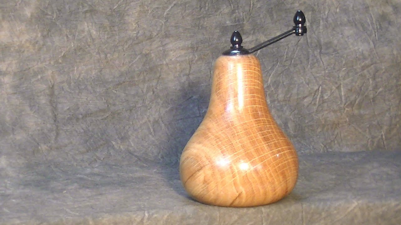 woodturning an oak pepper mill