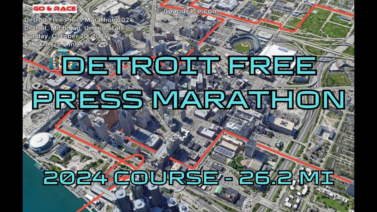 Detroit Free Press Marathon 2024: fly over the marathon course!