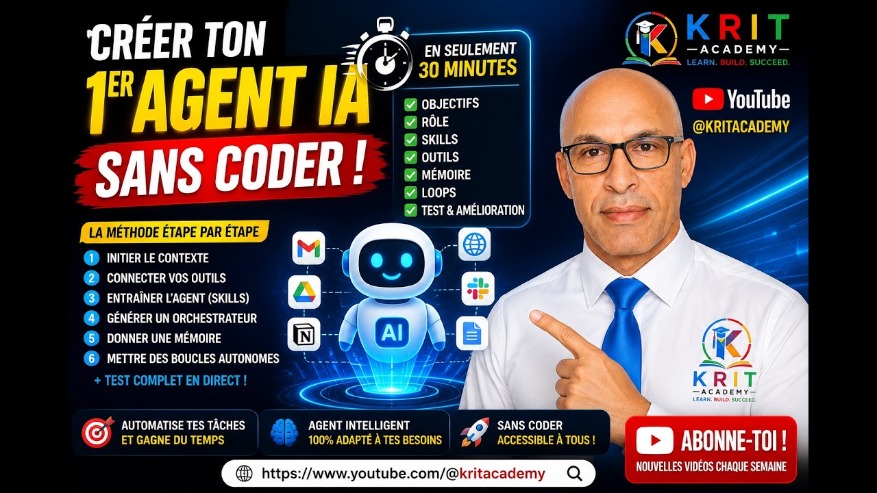 Cr&eacute;er ton Premier Agent IA Sans Coder, Formation Compl&egrave;te 2026