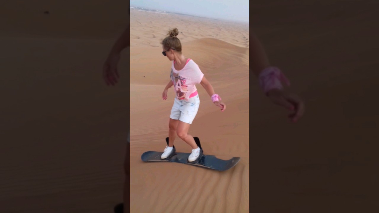 Sandboarding Experience In Dubai Desert Safari #shorts #dubai #sandboarding