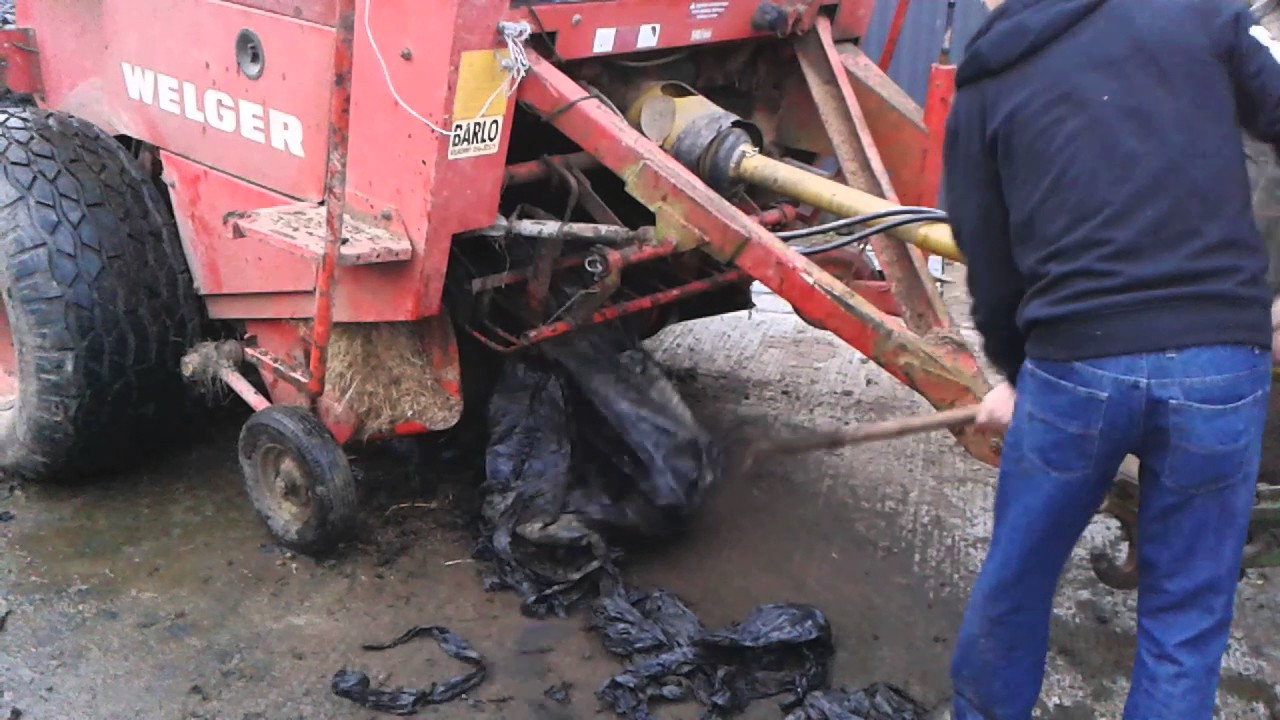 Baling silage plastics with modified bailer