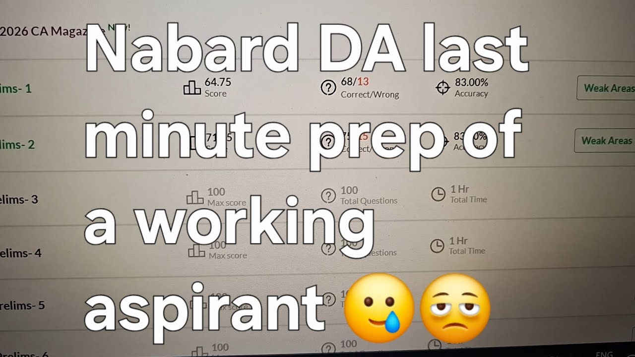 CAN I PEAK IN 7 DAYS? NABARD DA 