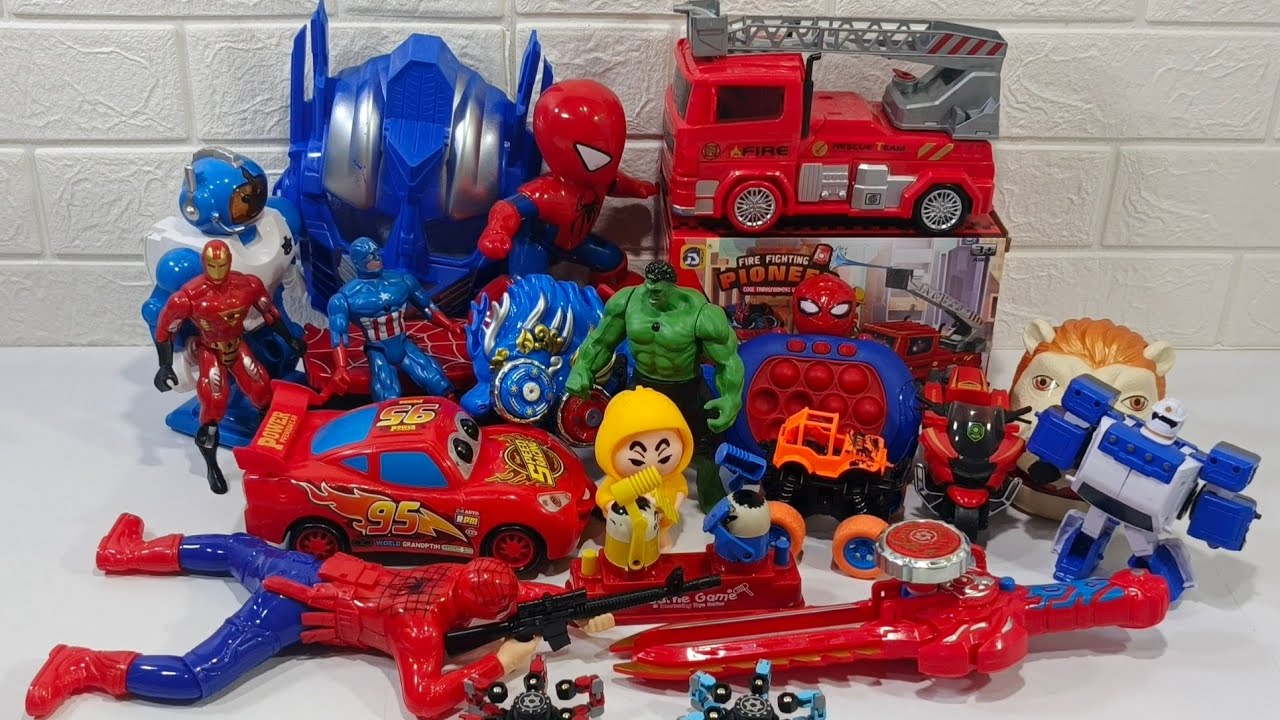 Fun Toys UNBOXING Spider-Man RESCUE AVENGER, Robot, Cars, Collection ASMR TOYS | Review Toys  17