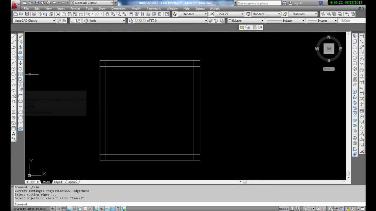 Aula 04 - Estender (Extend) e Cortar (Trim)  uma Linha AutoCAD