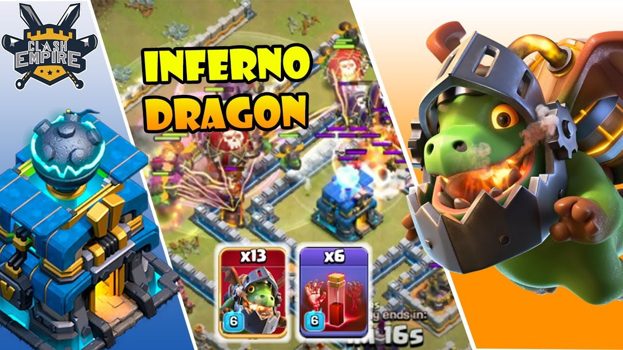 Inferno Dragon Attack TH12 | Inferno Drag + Skeleton Spell TH12 | Mass Inferno Dragon TH12 | Coc