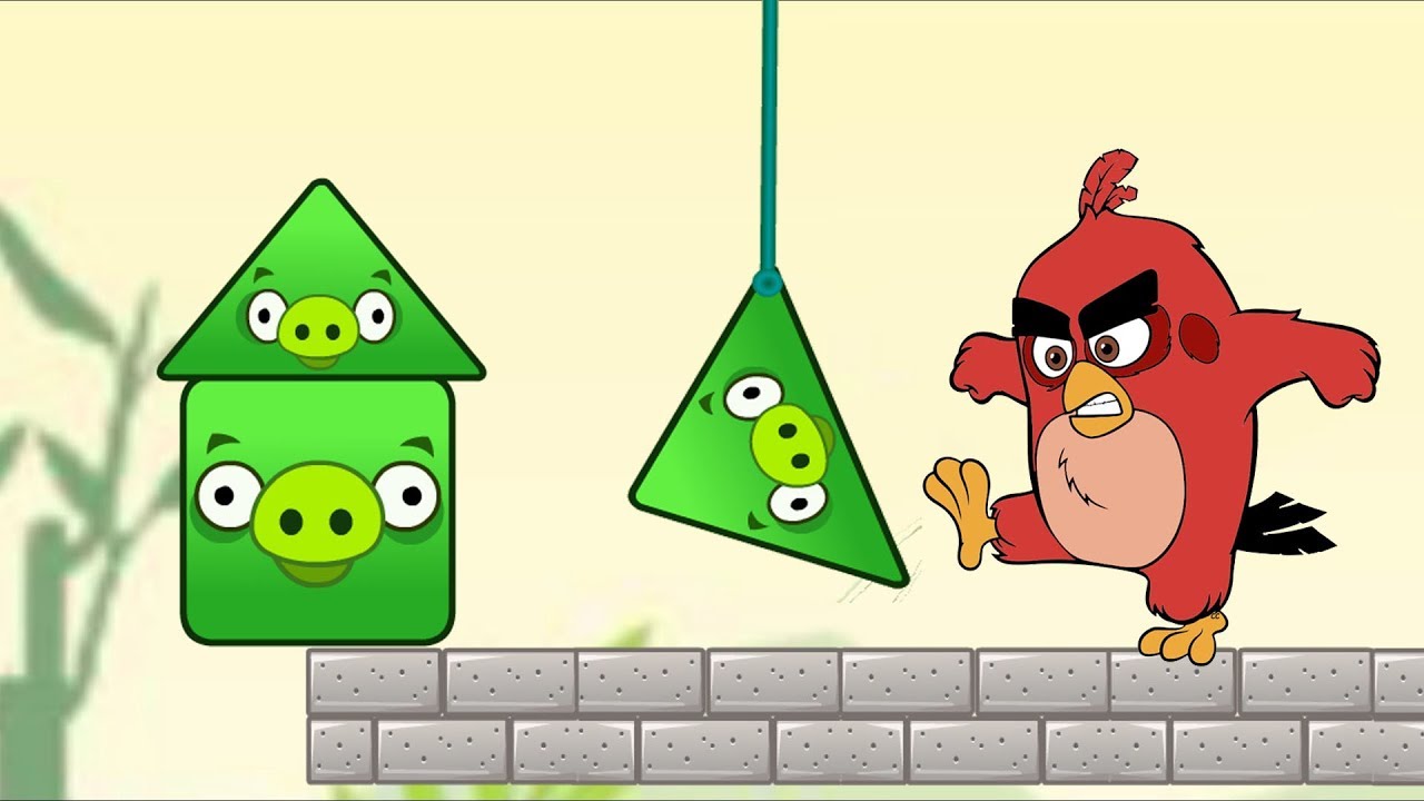 Angry Birds Piggies Out - RED BIRDS KICK THE TRIANGLE AND SQUARE PIG ALL LEVELS!