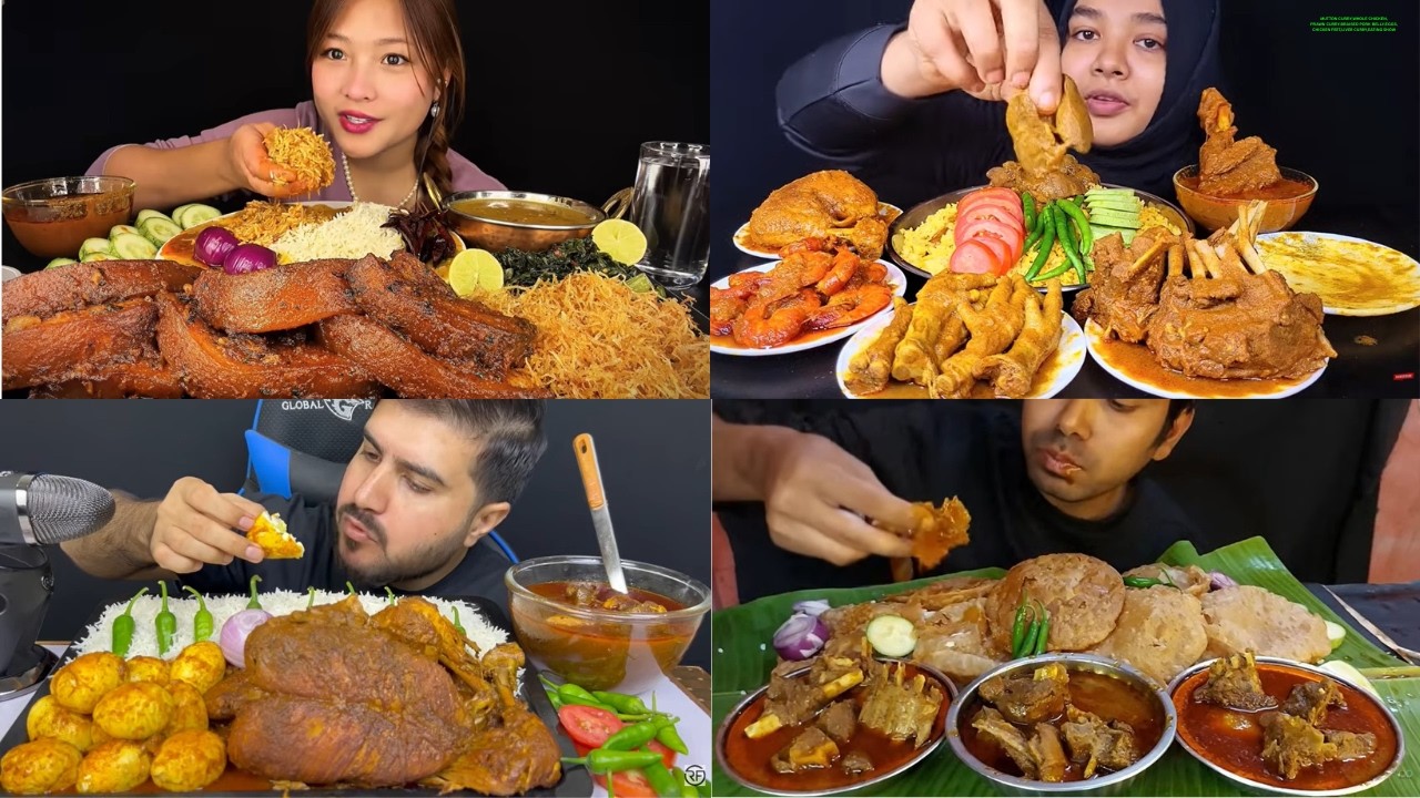 MUTTON CURRY,WHOLE CHICKEN,PRAWN CURRY,BRAISED PORK BELLY,EGGS,CHICKEN FEET,LIVER CURRY,EATING SHOW