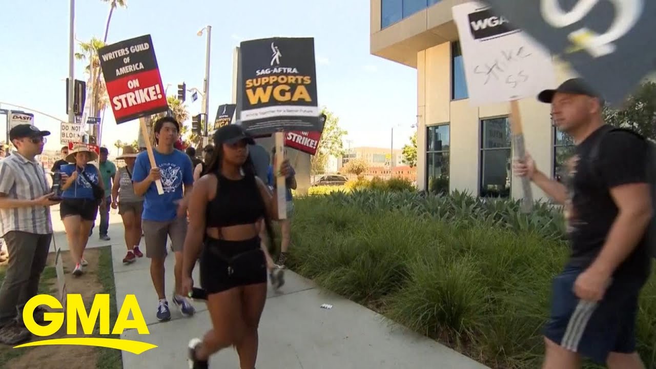 Hollywood actors join writers on picket line l GMA
