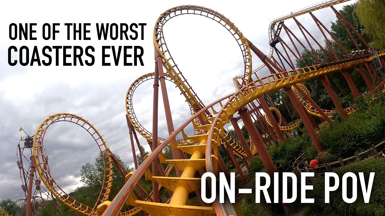 Goudurix Front Row POV Parc Astérix AWFUL Vekoma Looping Coaster