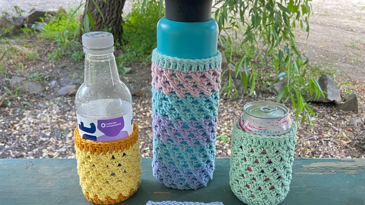 Вязаный крючком 🥤Уютный чехол-подставка под стакан!!🥤Держатель для чашки, банки или бутылки #tumb...