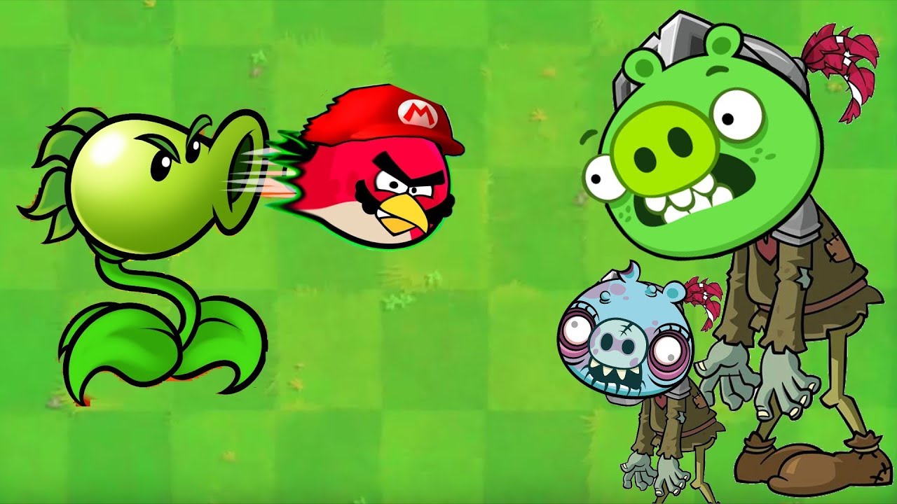 Angry Birds vs Zombies - PEASHOOTER SHOOTING ANGRY BIRDS