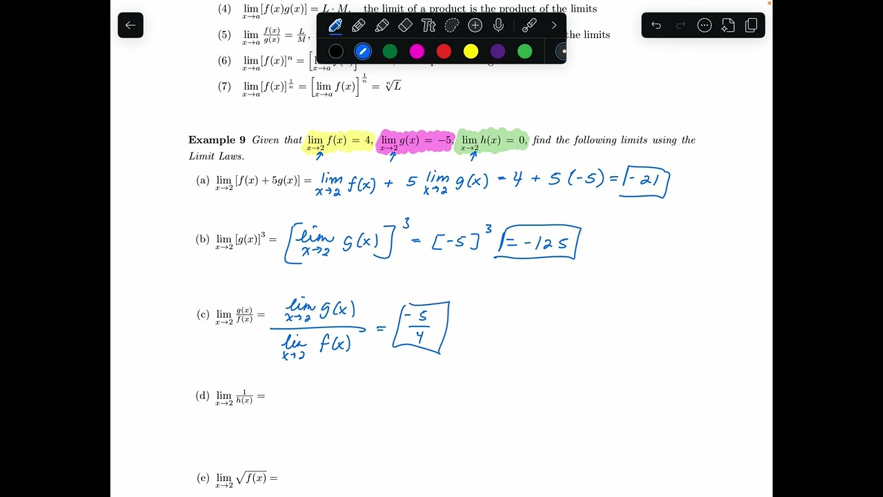 Limits Algebraically Part 1 - Limit Laws
