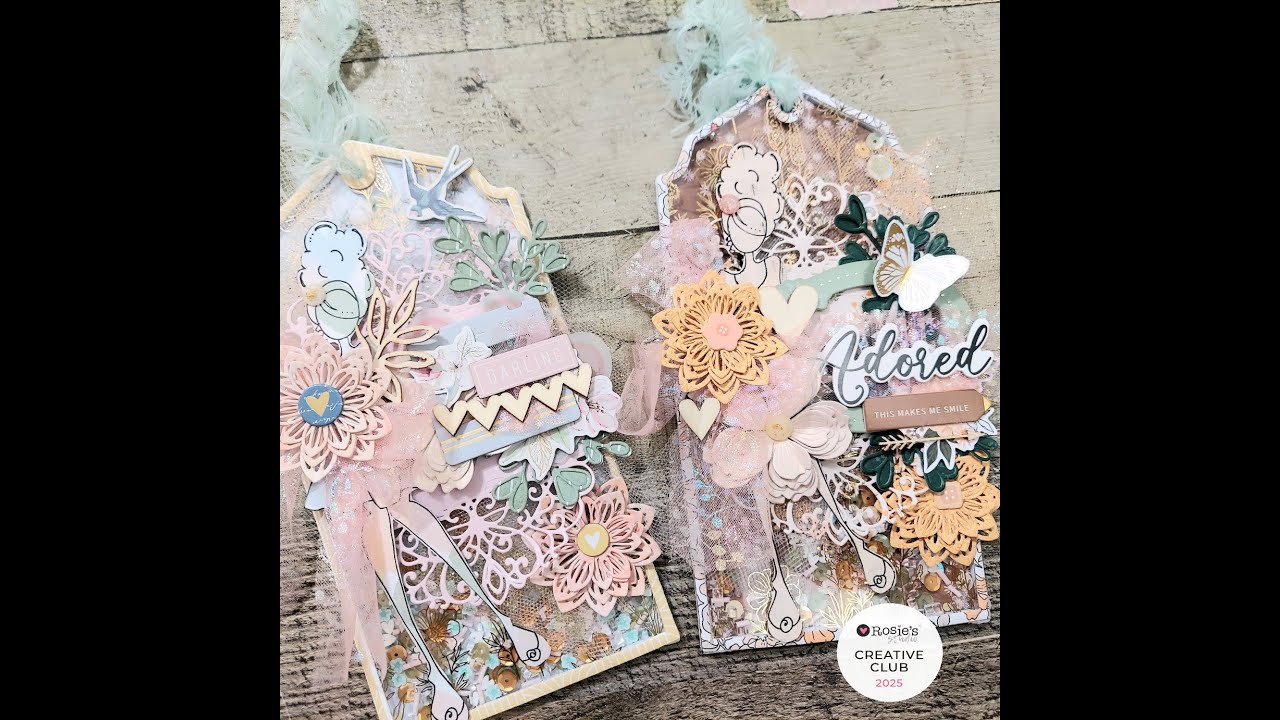 Shaker Tag Tutorial @rosiesstudio Creative Club Project Golden Afternoon Collection & Heartfelt