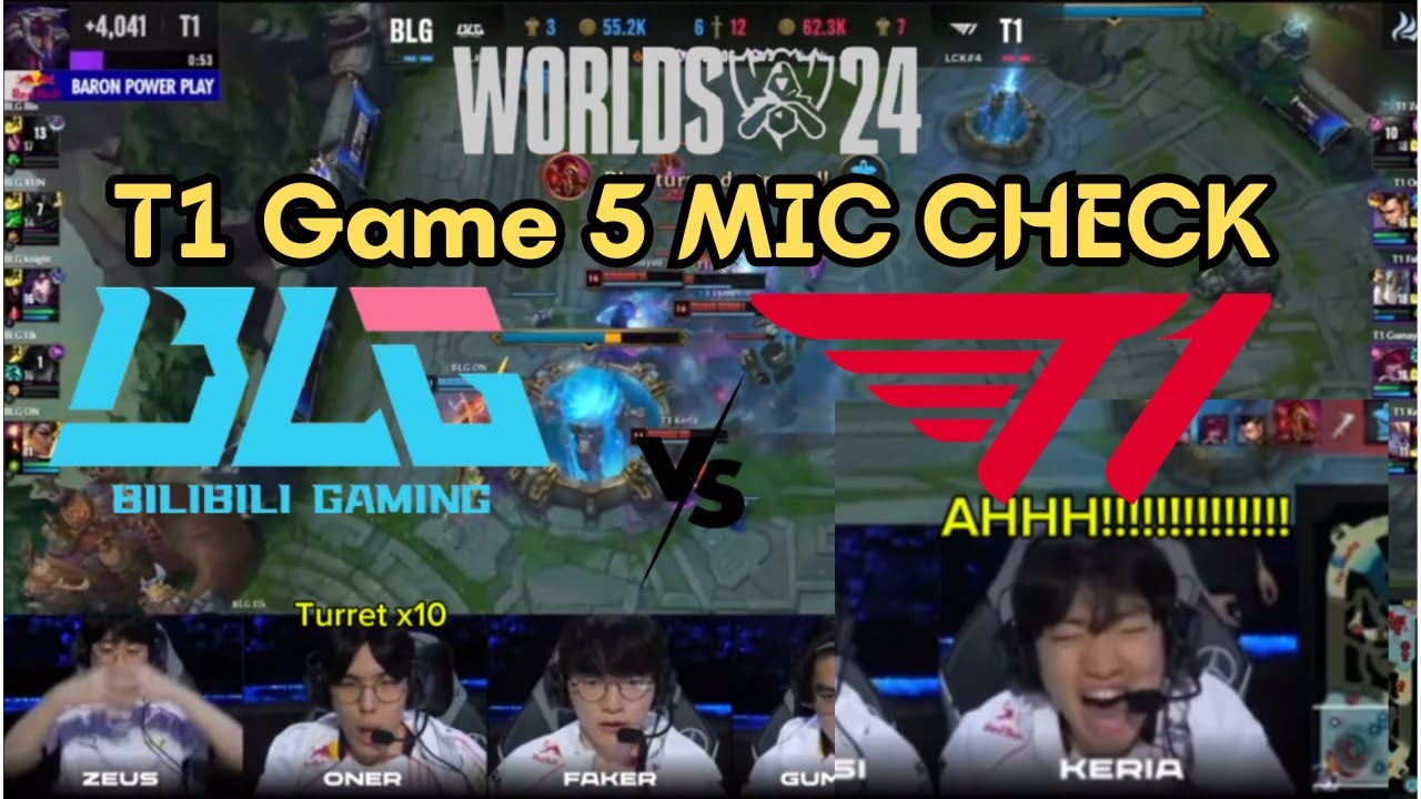 Faker: HELP MEEE!!!!! | T1 MIC CHECK | Worlds 2024 Final - Game 5 | T1 vs BLG