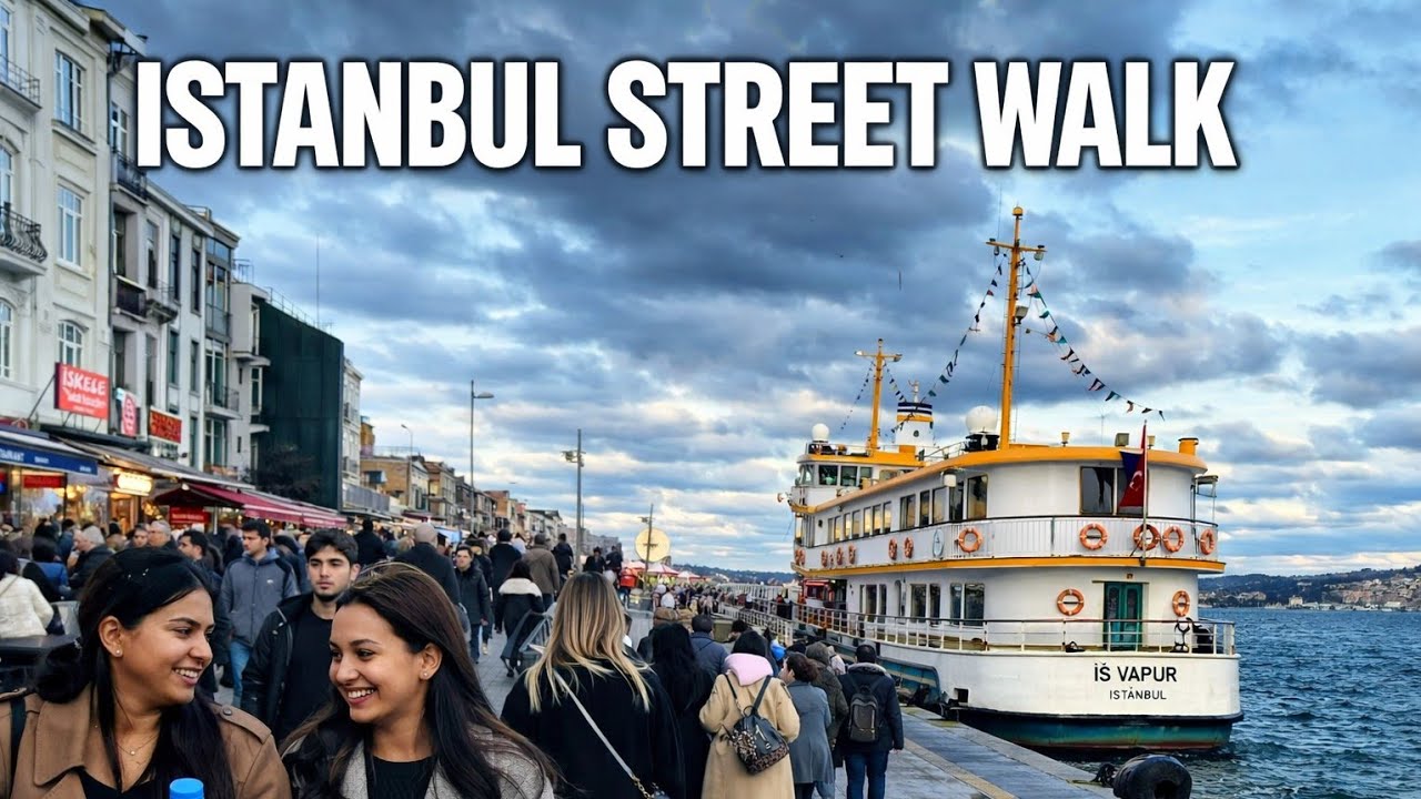 Vibrant Istanbul Waterfront Walk 🌊 Golden Horn to Bosphorus Sunset | 4K Real Time