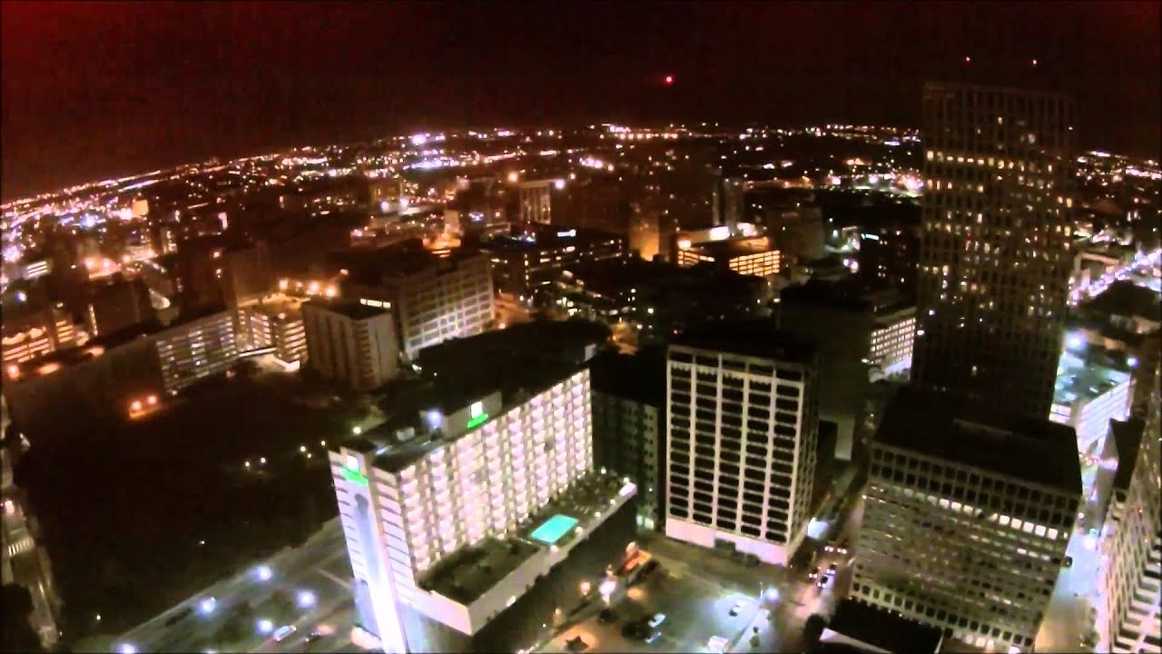 360 Degree Views of New Orleans Downtown Business District at night...