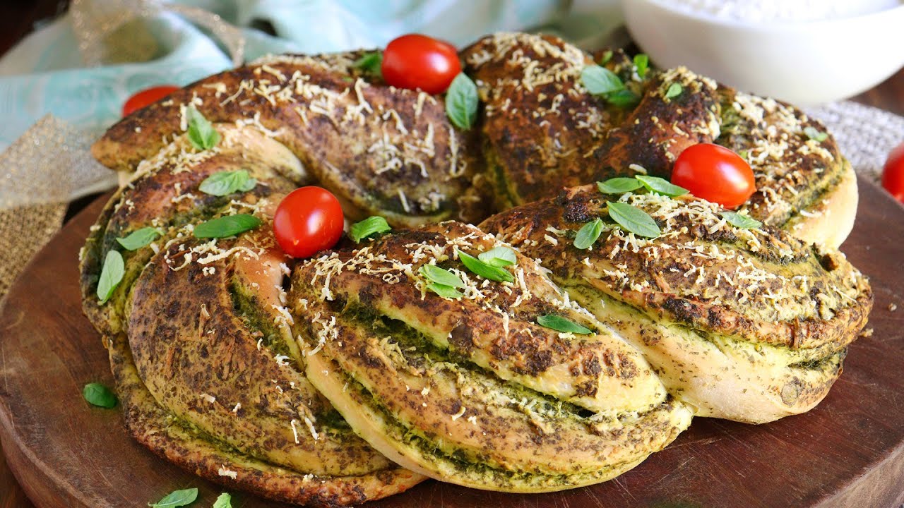 PAN RELLENO con PESTO y QUESO | Rosca Trenzada - CUKit!
