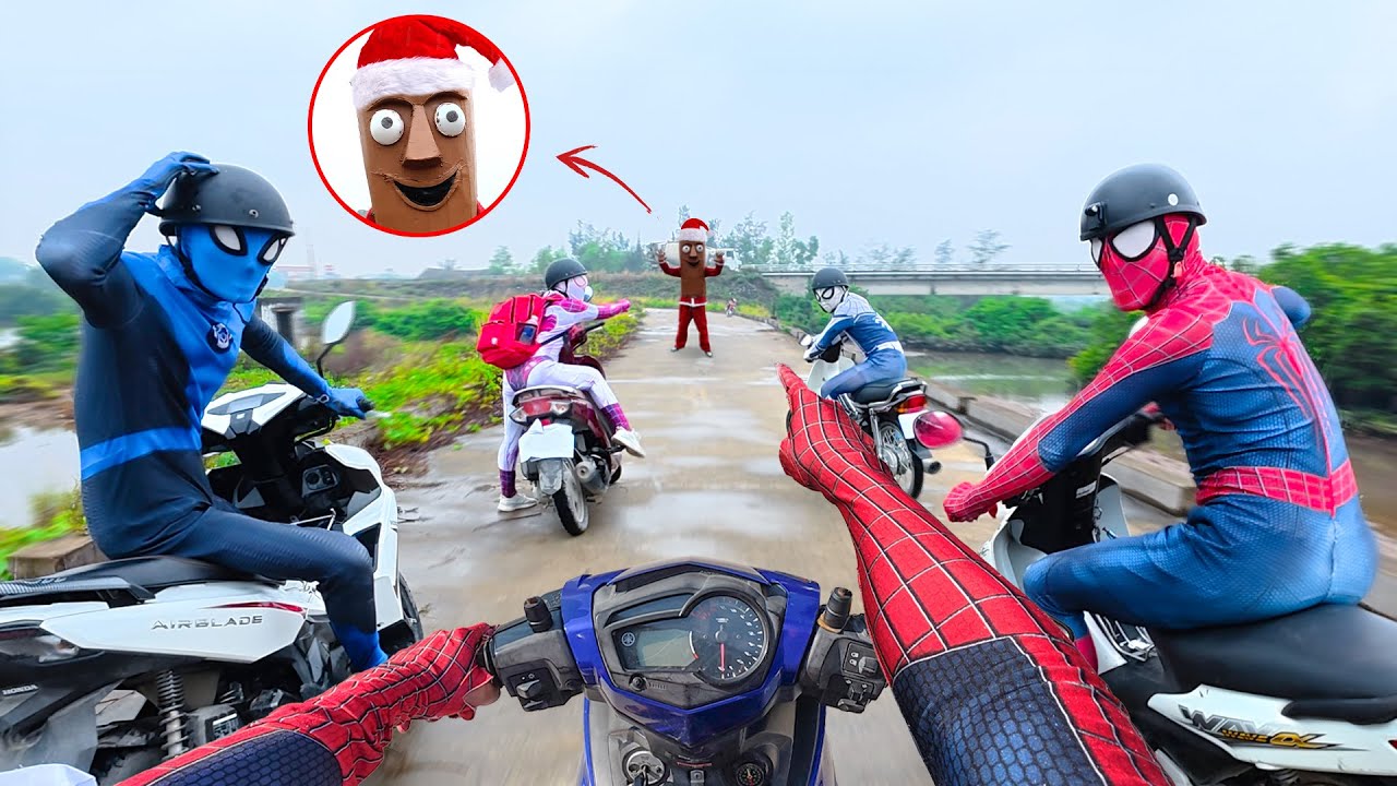 Bros 8 Spider-Man Meets Tung Tung Tung Sahur Santa Claus in Abandoned RACE TRACK (Action POV)