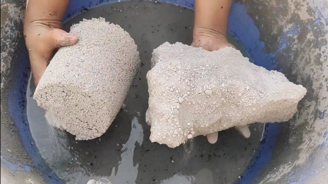Asmr | Dust volcano 🌪 reused cement chunks shapes water crumbling Satisfying | ASASMR |