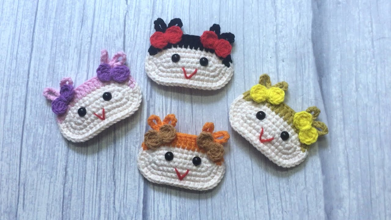 Crochet cute little girls hair clips