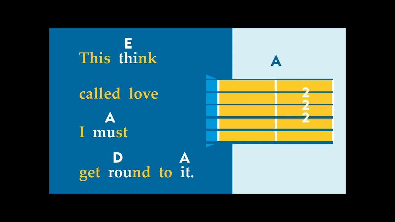 Acordes de Crazy little thing called love, para tesitura vocal Media-grave. E Mayor.