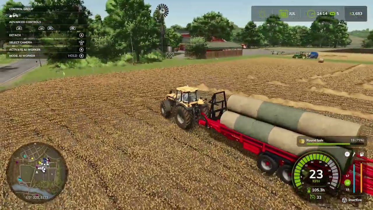 Farming simulator 25straw baling, collecting and learning how to unload