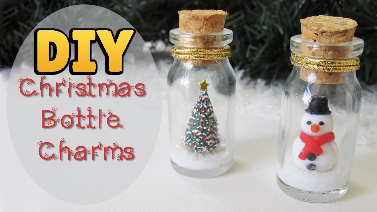 DIY: Bottle Charms de Natal para Enfeitar sua &Aacute;rvore 🎄 Boneco de Neve ⛄ &Aacute;rvore de Natal Miniatura