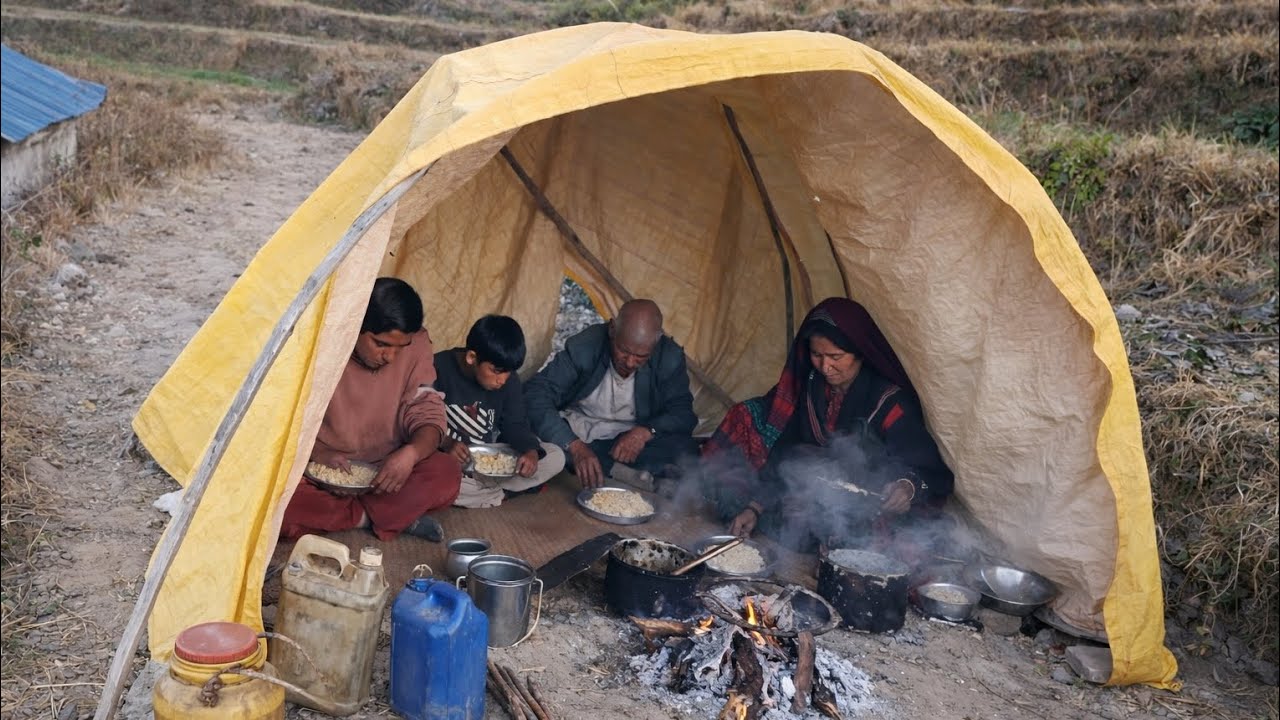 Surviving Winter in Nepal's Ancient Cave | Daily Cooking & Life in Stone Shelter | Rural Life Nepal 