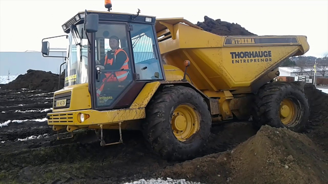 Moving soil at Hydrema with 912 dump truck