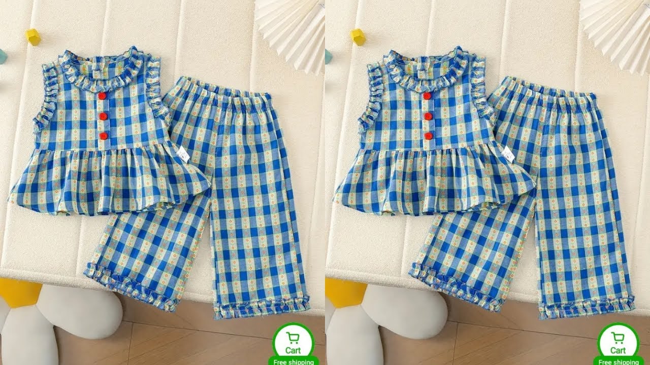 Baby girl top with palazzo pants cutting and stitching tutorials|baby girl dress design ideas|sewing