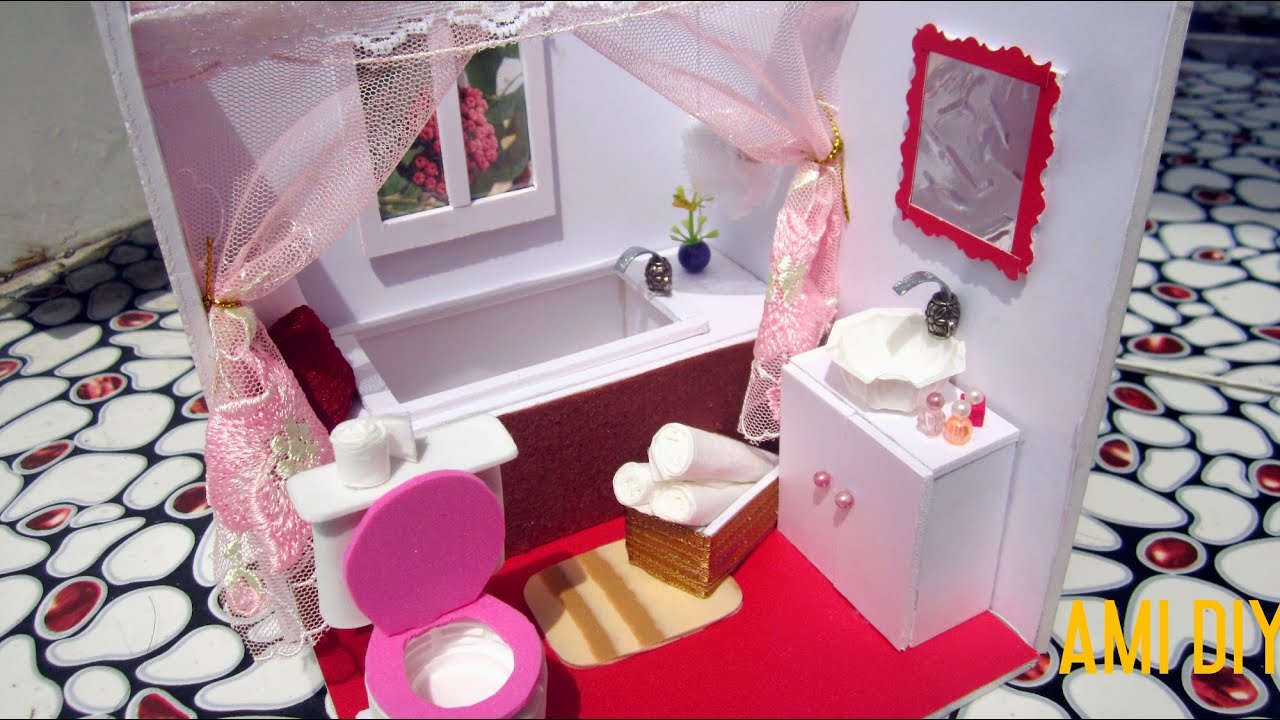 DIY Miniature Dollhouse Bathroom (FULL VIDEO) | Cách làm phòng tắm cực xinh cho búp bê | Ami DIY