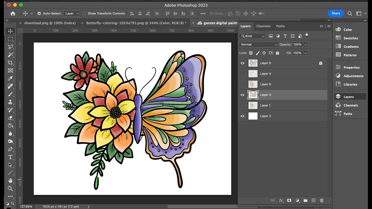 Digital Painting Coloring Page Tutorial (Photoshop)