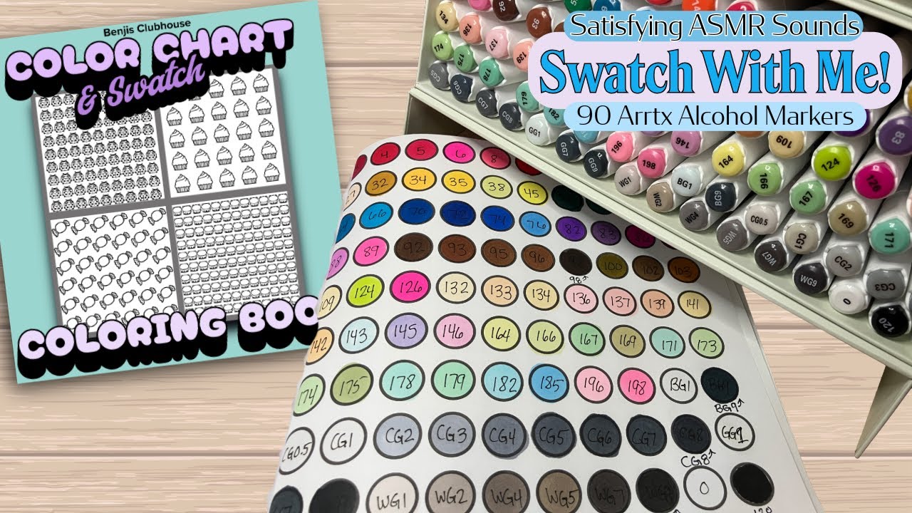 Satisfying ASMR Marker Sounds – Swatching 90 Arrtx Alcohol Markers