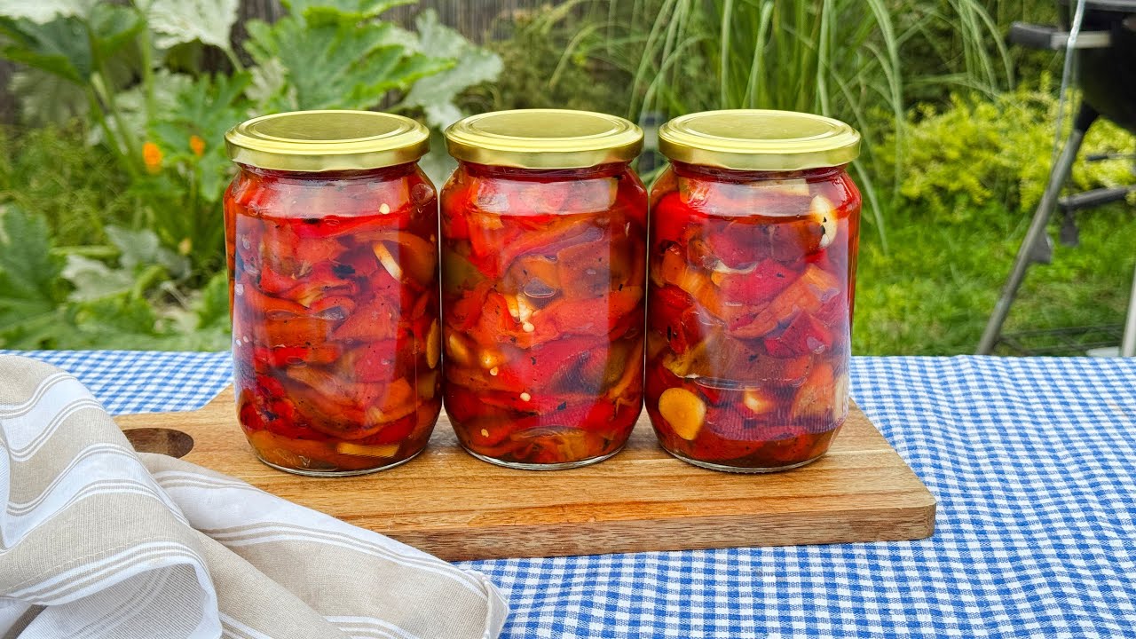 Fire-Roasted Grilled Marinated Peppers | Homemade Canned Recipe