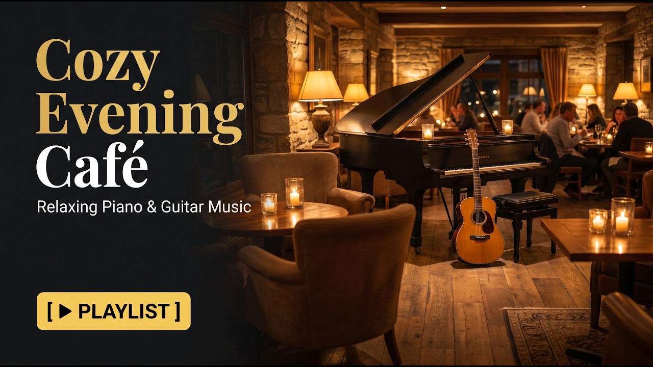 Cozy Evening Cafe ☕ Relaxing Piano & Guitar Coffee Shop Music (2 Hours)