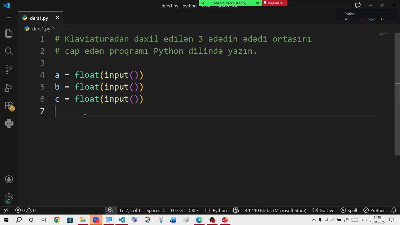 İnformatika dərsləri. Proqramlaşdırma. Python. Dərs 3.