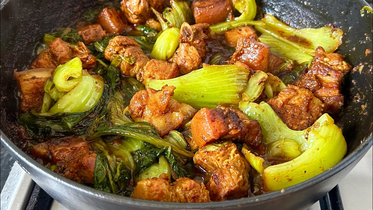 Pork with Mustard Leaves/  Pork Hangam Ngouthong / Pork with Lai Patta