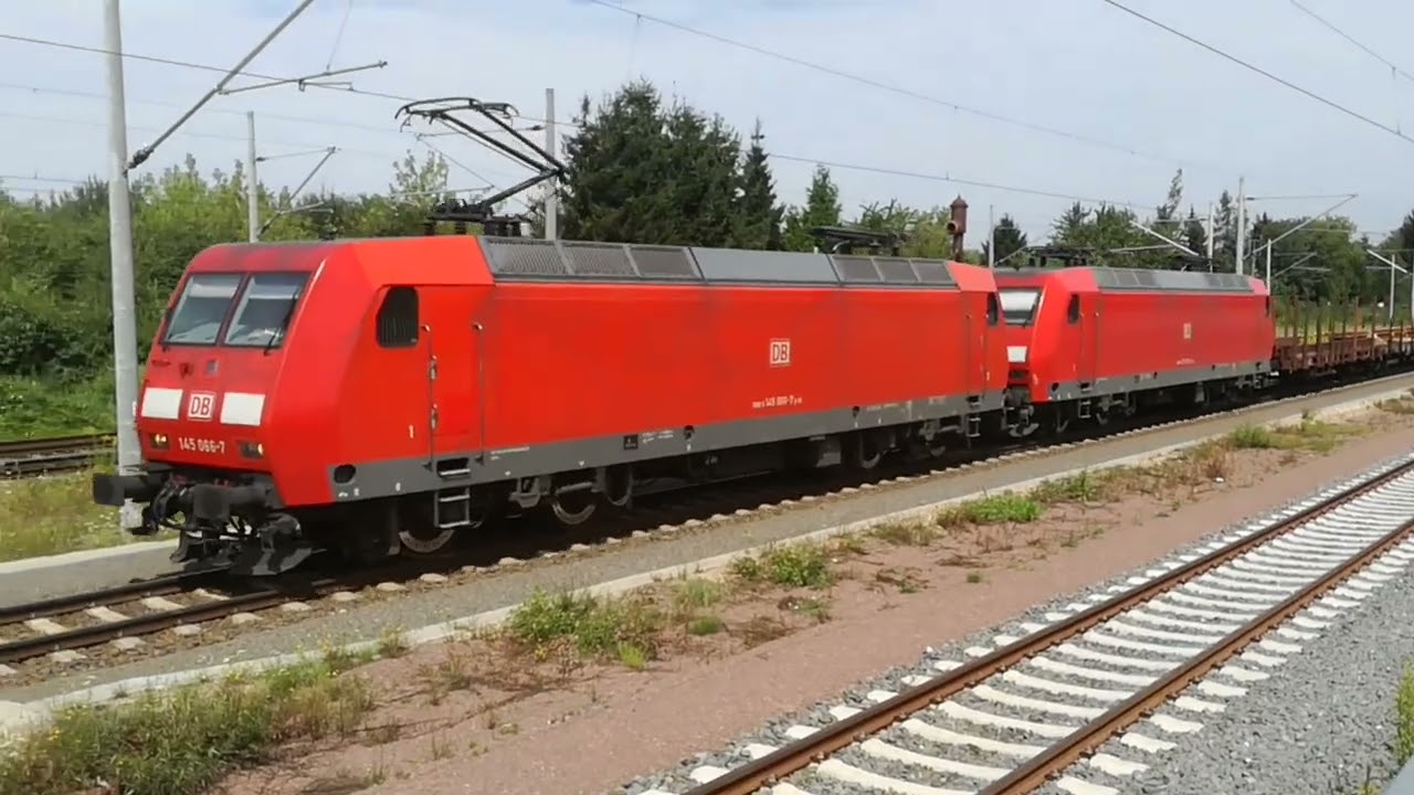 Traxx Loks 145 152 185 186 1 mit verschiedenen Güterzügen auf den Rangierbahnhof Böhlen und auf der