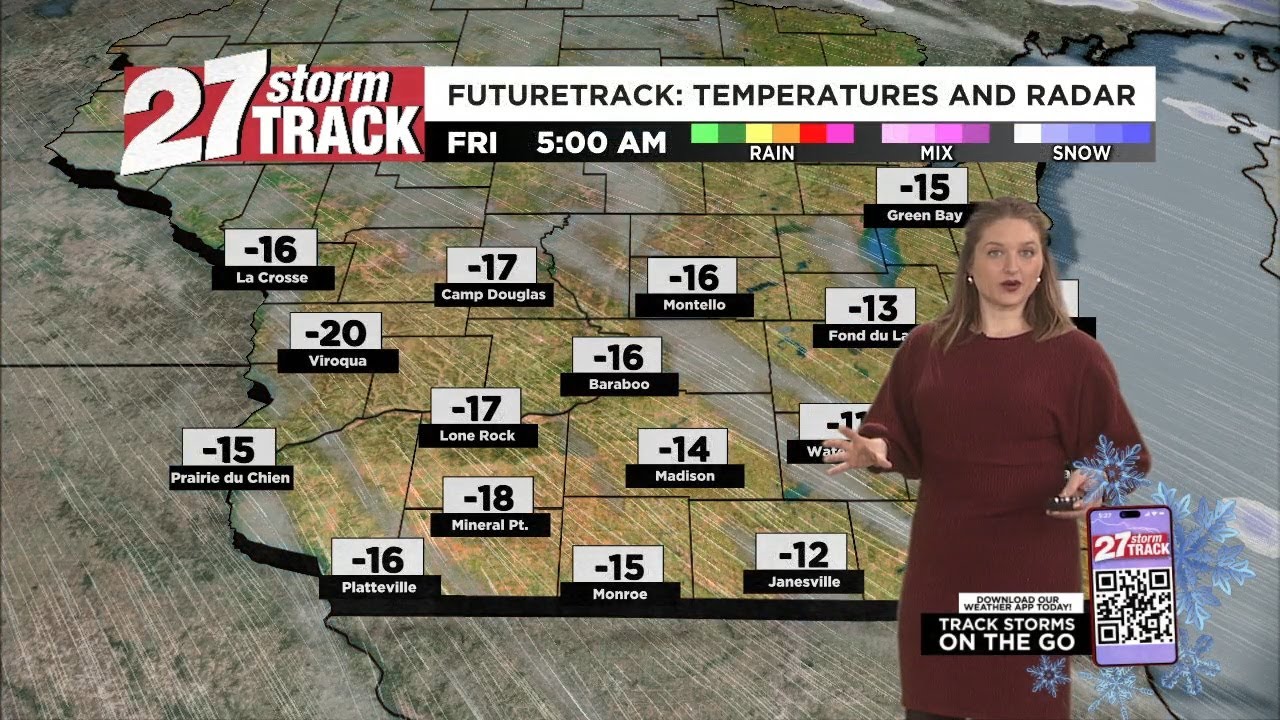 Temperatures stay below zero all Friday
